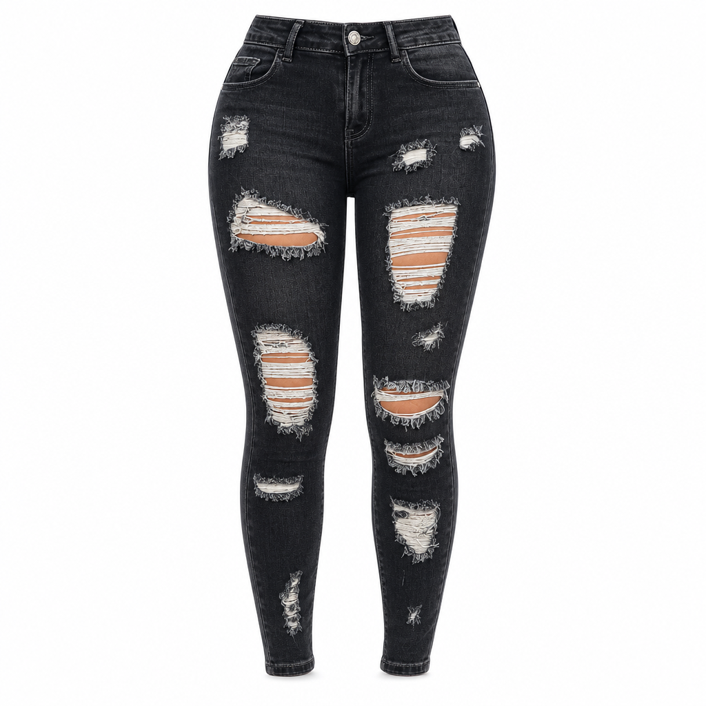 🔥Gratis verzending✈️Dames skinny jeans met hoge taille 👖 Gescheurde denimlook, stretch comfort & flatterende pasvorm ✨