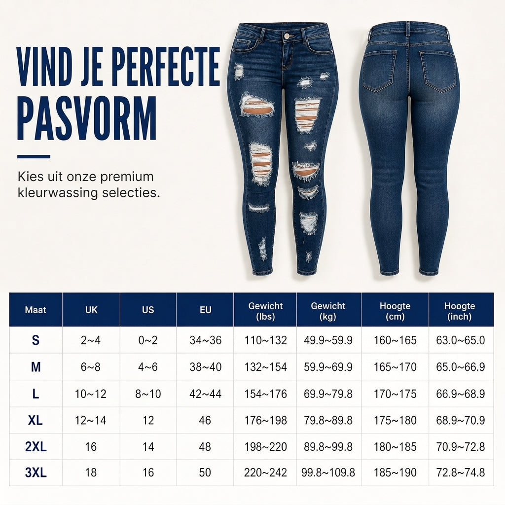 🔥Gratis verzending✈️Dames skinny jeans met hoge taille 👖 Gescheurde denimlook, stretch comfort & flatterende pasvorm ✨