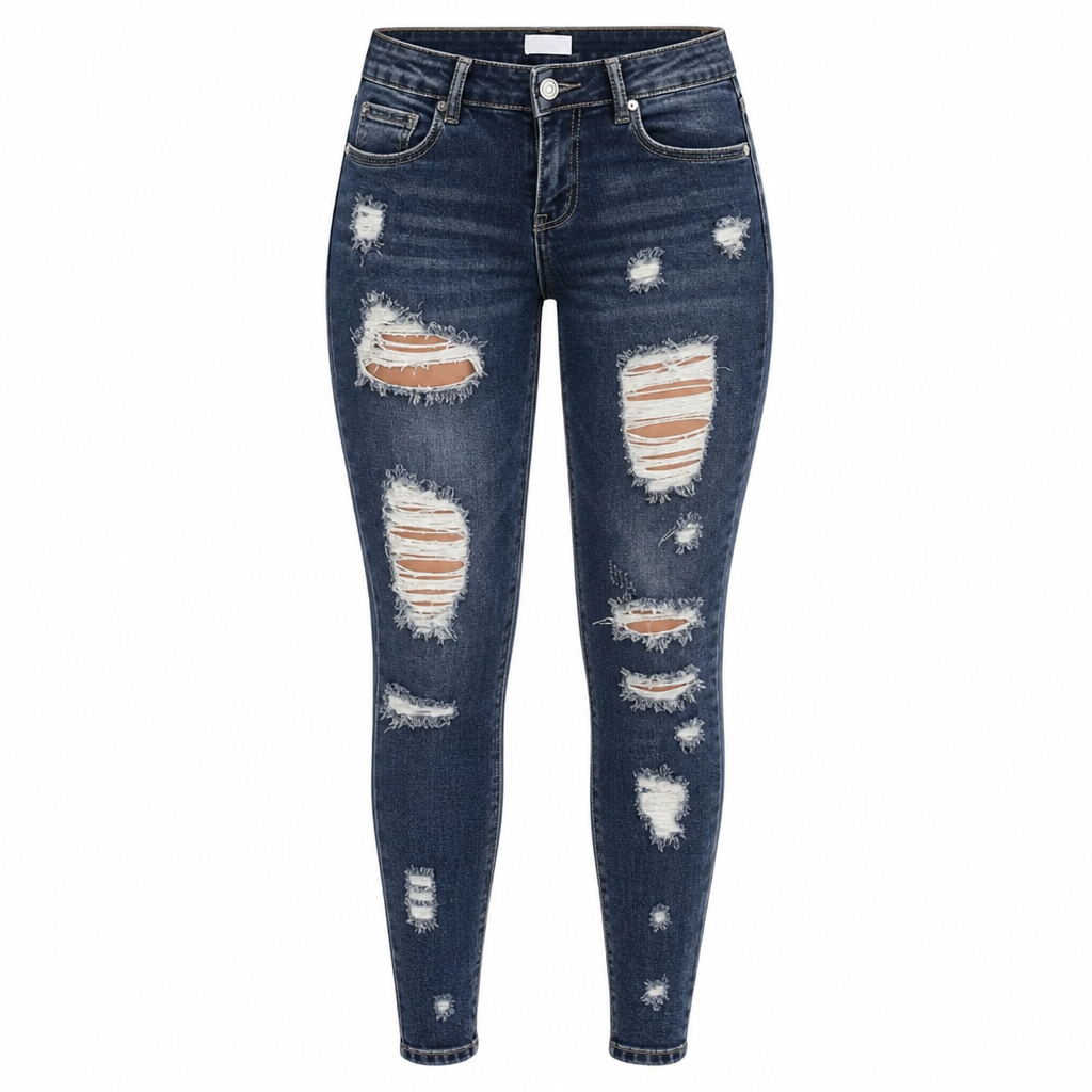 🔥Gratis verzending✈️Dames skinny jeans met hoge taille 👖 Gescheurde denimlook, stretch comfort & flatterende pasvorm ✨