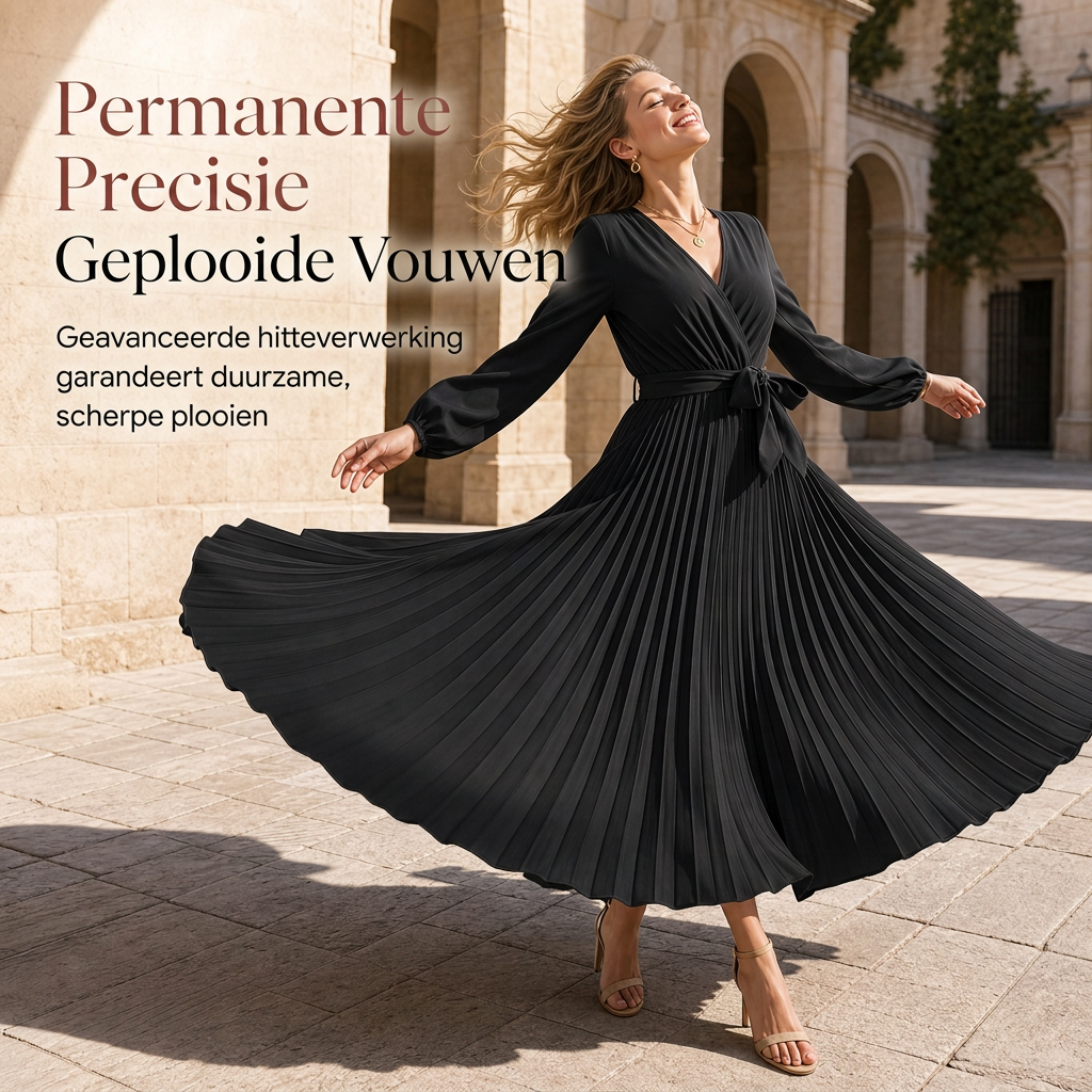 💎 Exclusieve Deal – Elegante maxi-jurk voor dames 👗 Gekreukte stof, V-hals overslag & flatterende vrouwelijke pasvorm ✨
