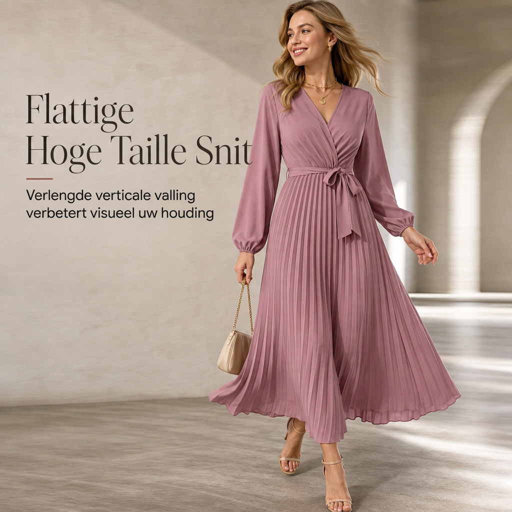 💎 Exclusieve Deal – Elegante maxi-jurk voor dames 👗 Gekreukte stof, V-hals overslag & flatterende vrouwelijke pasvorm ✨