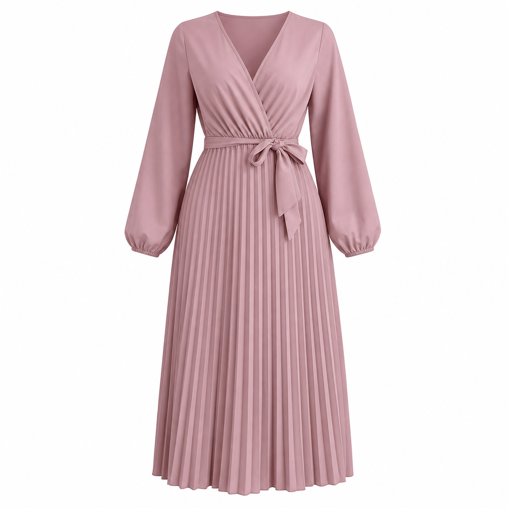 💎 Exclusieve Deal – Elegante maxi-jurk voor dames 👗 Gekreukte stof, V-hals overslag & flatterende vrouwelijke pasvorm ✨