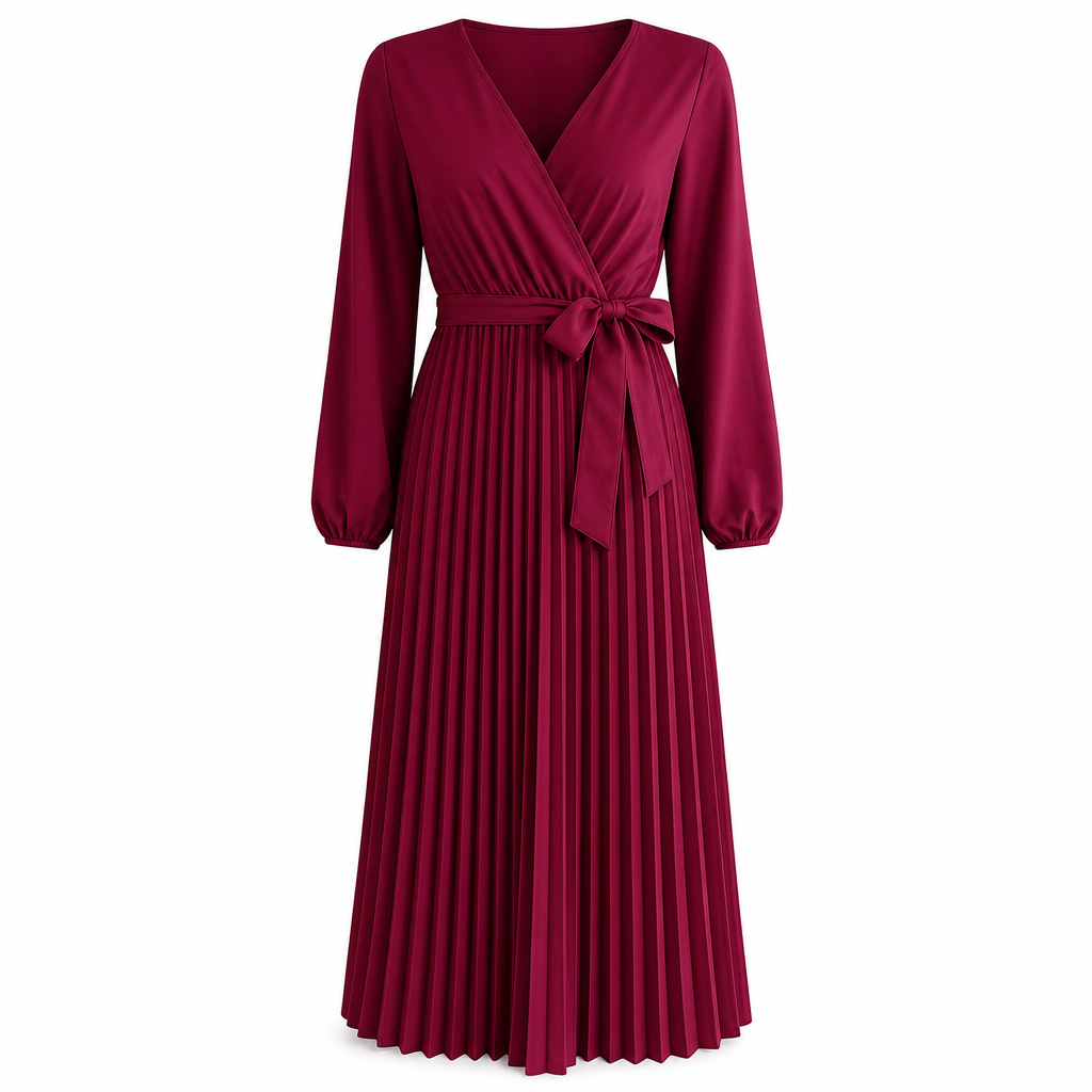 💎 Exclusieve Deal – Elegante maxi-jurk voor dames 👗 Gekreukte stof, V-hals overslag & flatterende vrouwelijke pasvorm ✨