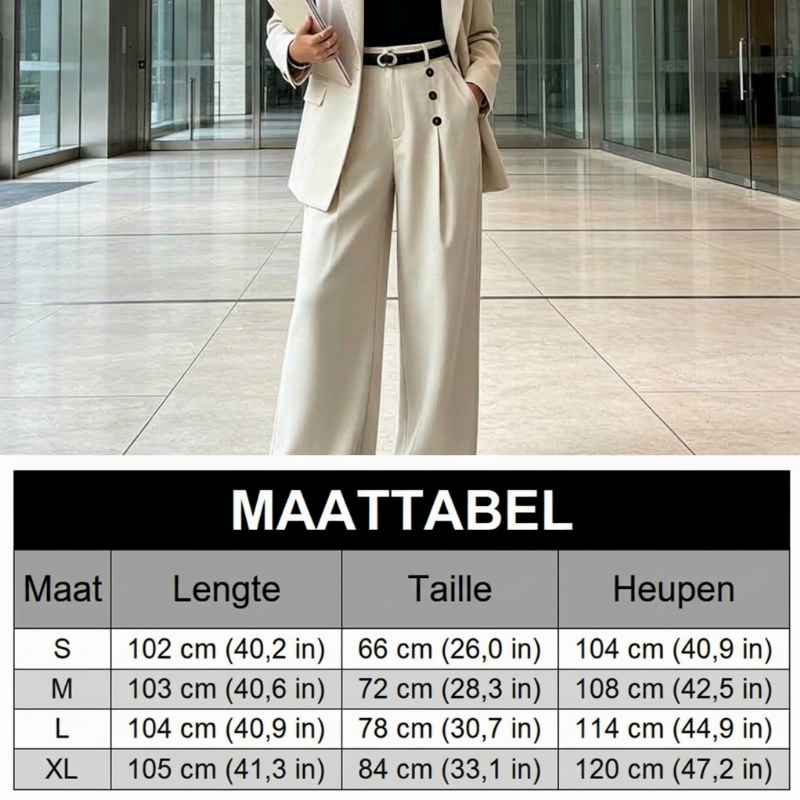 💎 Exclusieve Deal – Elegante damesbroek met wijde pijpen 👖 Dubbele rij knopen, flatterende taille & stijlvolle moderne pasvorm ✨