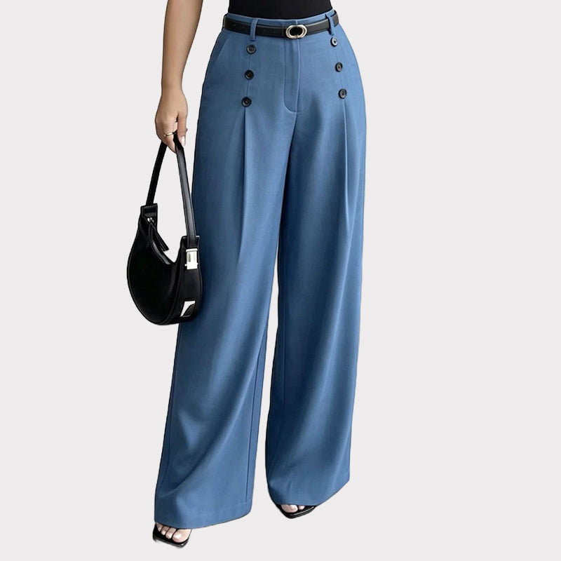 💎 Exclusieve Deal – Elegante damesbroek met wijde pijpen 👖 Dubbele rij knopen, flatterende taille & stijlvolle moderne pasvorm ✨