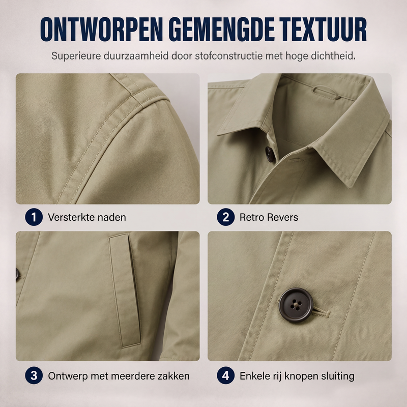 🔥Gratis verzending✈️Waterdichte trenchcoat van halve lengte voor heren