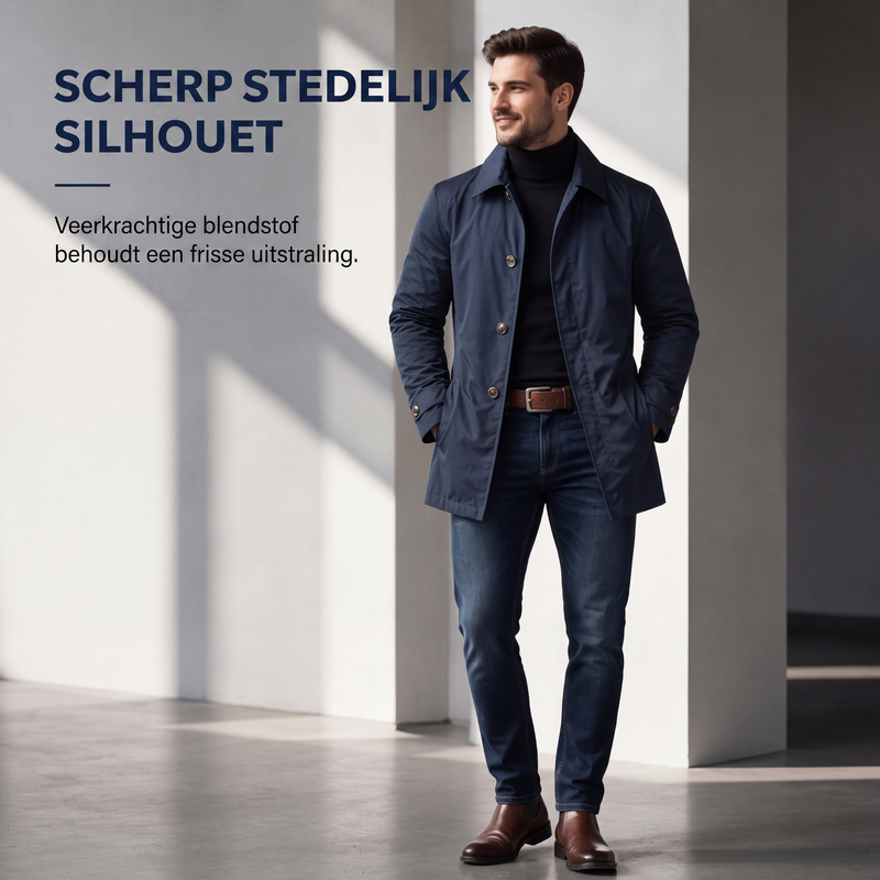 🔥Gratis verzending✈️Waterdichte trenchcoat van halve lengte voor heren