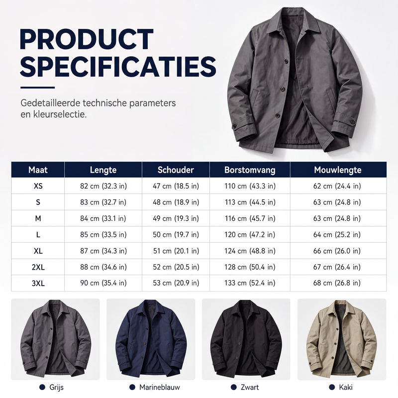 🔥Gratis verzending✈️Waterdichte trenchcoat van halve lengte voor heren