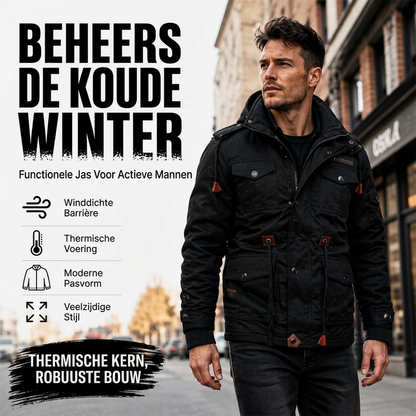 🔥Gratis verzending✈️Heren winterjack met thermovoering en afneembare capuchon