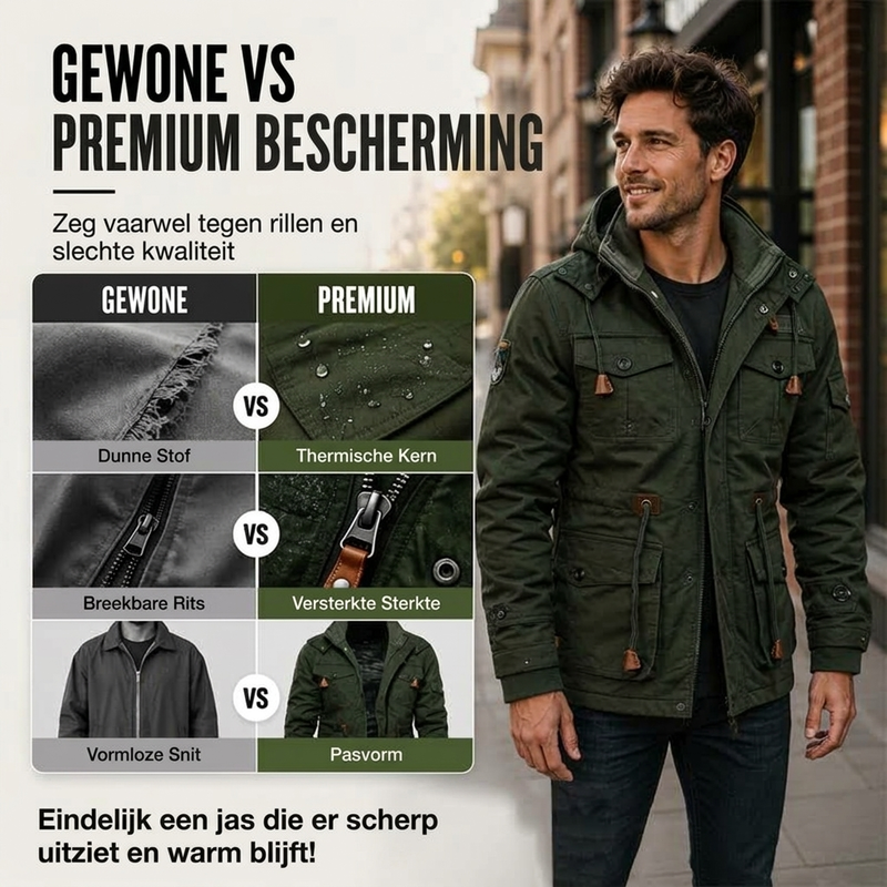 🔥Gratis verzending✈️Heren winterjack met thermovoering en afneembare capuchon