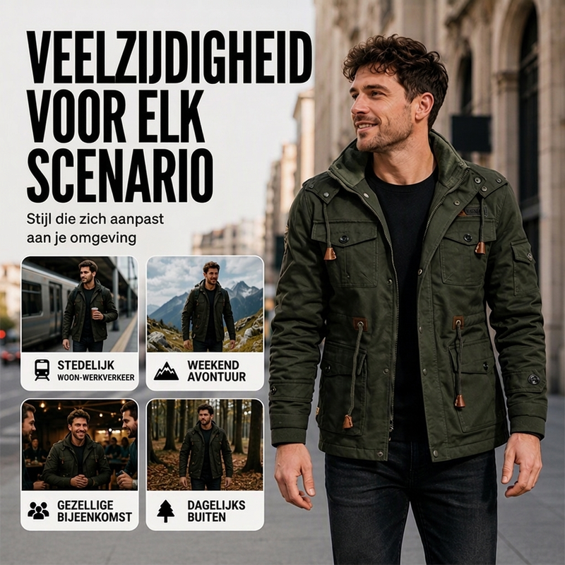 🔥Gratis verzending✈️Heren winterjack met thermovoering en afneembare capuchon