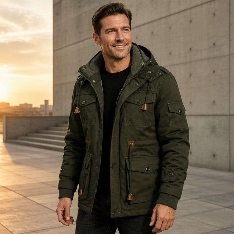🔥Gratis verzending✈️Heren winterjack met thermovoering en afneembare capuchon