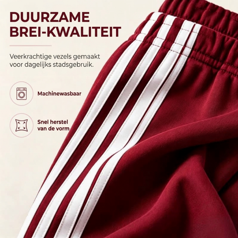 ✨ Nieuw & Trendy 👖 Dames Wide Leg Joggingbroek met Zijstrepen – Comfortabele Sportieve Broek met Modieuze Pasvorm