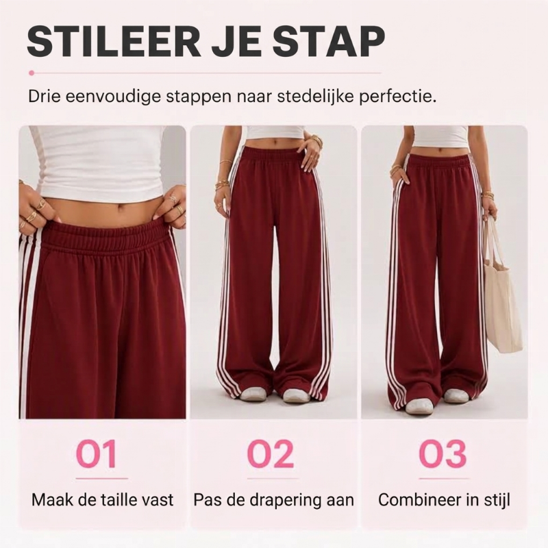 ✨ Nieuw & Trendy 👖 Dames Wide Leg Joggingbroek met Zijstrepen – Comfortabele Sportieve Broek met Modieuze Pasvorm