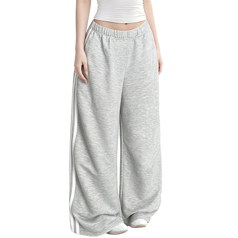 ✨ Nieuw & Trendy 👖 Dames Wide Leg Joggingbroek met Zijstrepen – Comfortabele Sportieve Broek met Modieuze Pasvorm