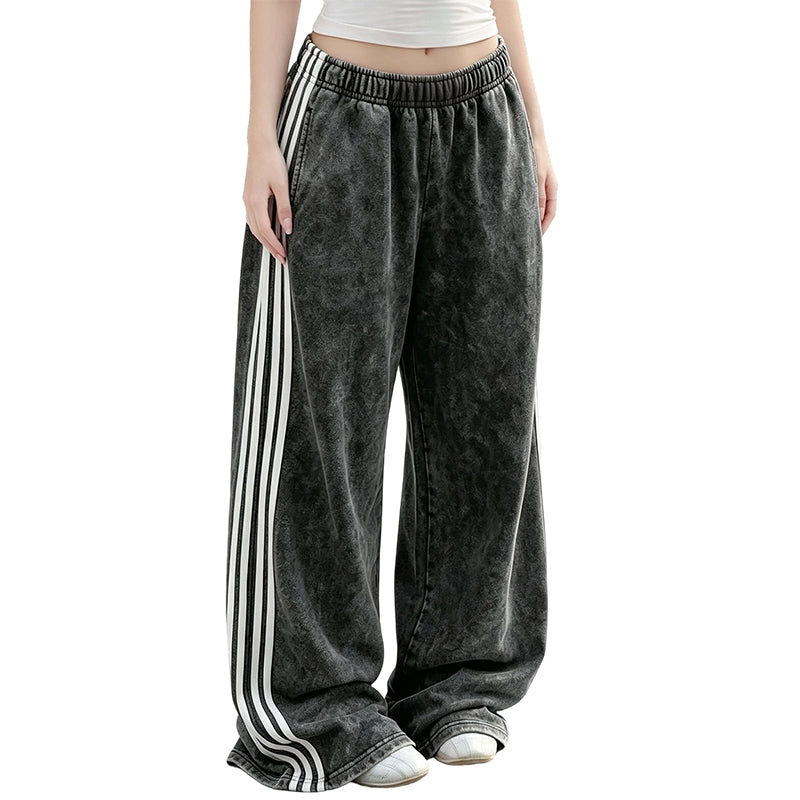 ✨ Nieuw & Trendy 👖 Dames Wide Leg Joggingbroek met Zijstrepen – Comfortabele Sportieve Broek met Modieuze Pasvorm