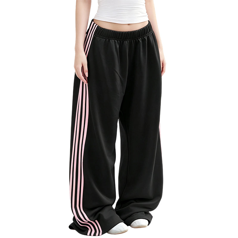 ✨ Nieuw & Trendy 👖 Dames Wide Leg Joggingbroek met Zijstrepen – Comfortabele Sportieve Broek met Modieuze Pasvorm