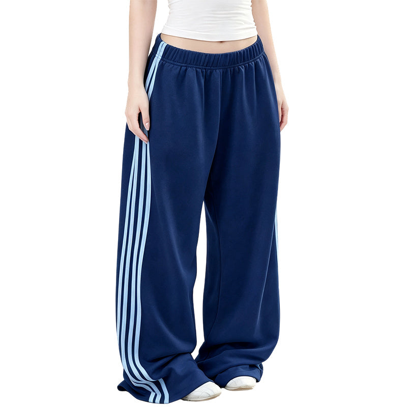 ✨ Nieuw & Trendy 👖 Dames Wide Leg Joggingbroek met Zijstrepen – Comfortabele Sportieve Broek met Modieuze Pasvorm