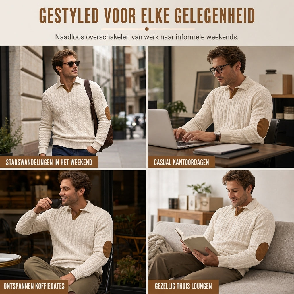 🏆 Bestseller van de Week ✨ Heren Kraag Pullover Sweatshirt – Effen Casual Trui met Comfortabele Pasvorm & Tijdloze Stijl