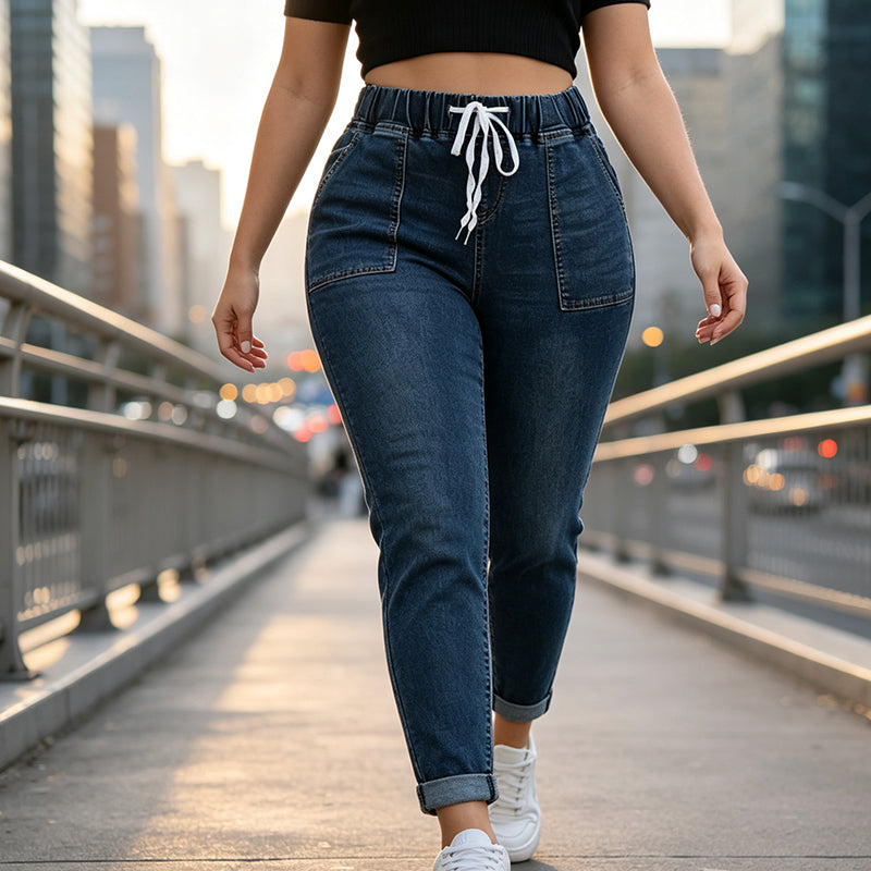 💥 Tijdelijke Korting ✨ Dames Jeans met Elastische Taille & Zakken – Comfortabele Spijkerbroek met Perfecte Pasvorm voor Elke Dag