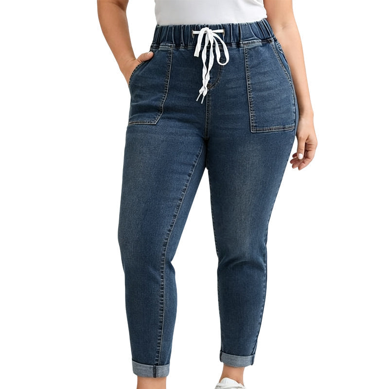 💥 Tijdelijke Korting ✨ Dames Jeans met Elastische Taille & Zakken – Comfortabele Spijkerbroek met Perfecte Pasvorm voor Elke Dag