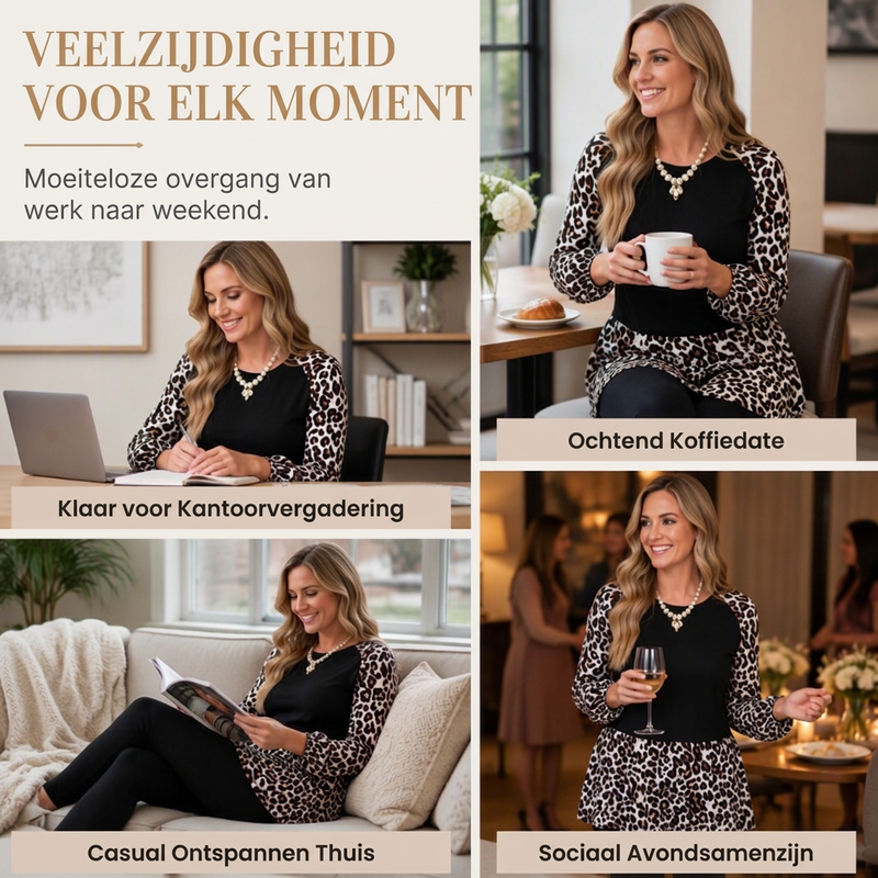 🐆 Nieuw & Trendy ✨ Dames Top met Dierenprint en Lange Mouwen – Modieuze Casual Blouse met Comfortabele Pasvorm