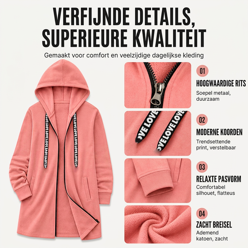 🔥Gratis verzending✈️❄️ Laatste Kans ✨ Dames Verdikte Mid-Length Jas met Capuchon – Warme Winterjas met Comfortabele Pasvorm & Moderne Look