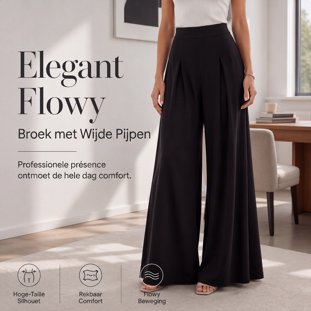 ✨ Nieuw & Trendy 👖 Dames Wijde Broek met Hoge Taille – Comfortabele Wide Leg Broek met Elegante Pasvorm & Vrije Beweging
