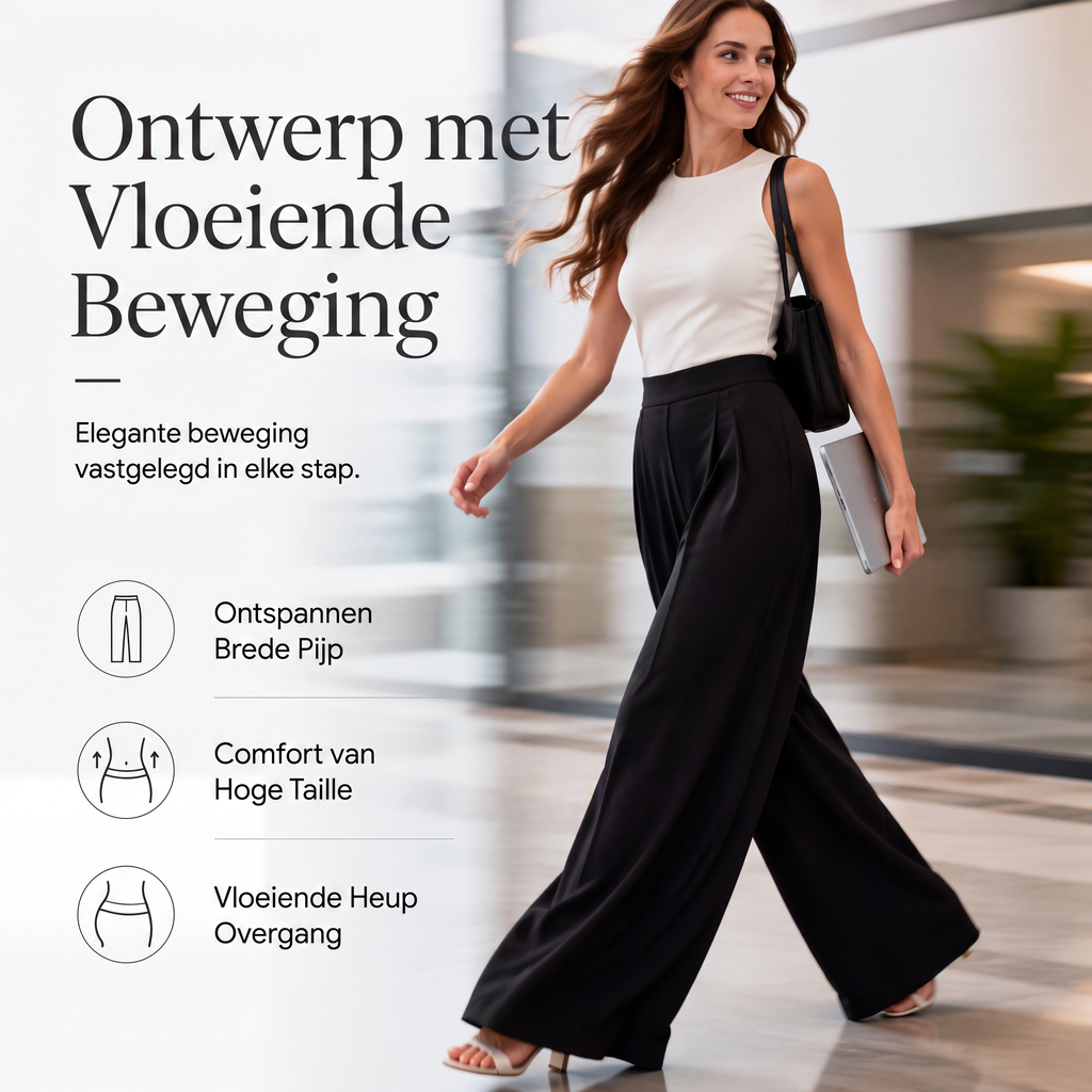 ✨ Nieuw & Trendy 👖 Dames Wijde Broek met Hoge Taille – Comfortabele Wide Leg Broek met Elegante Pasvorm & Vrije Beweging