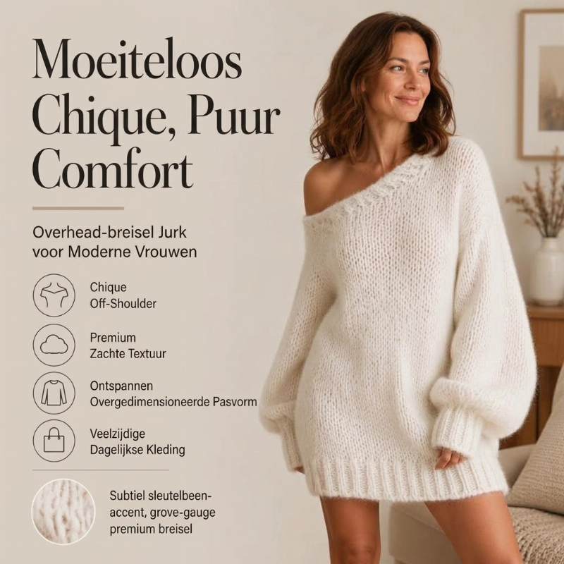 🔥Gratis verzending✈️Gezellige off-shoulder trui jurk voor dames
