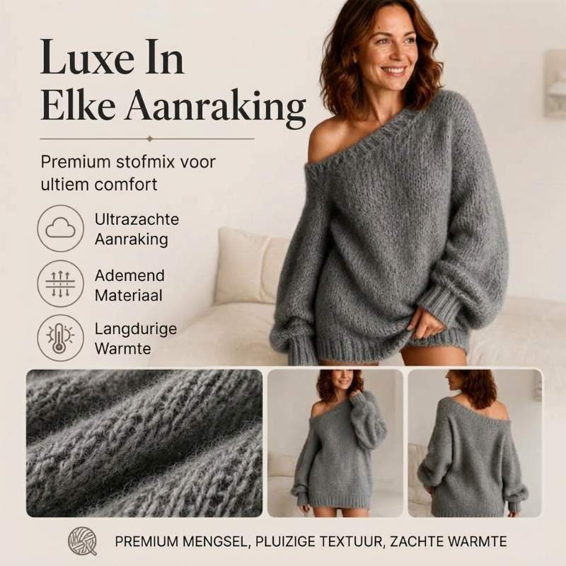 🔥Gratis verzending✈️Gezellige off-shoulder trui jurk voor dames