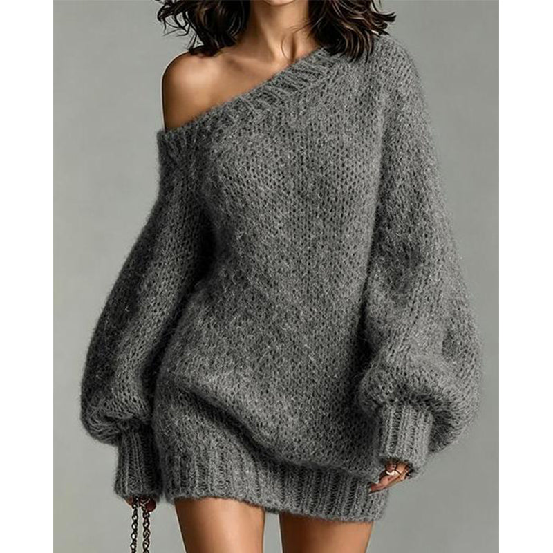 🔥Gratis verzending✈️Gezellige off-shoulder trui jurk voor dames