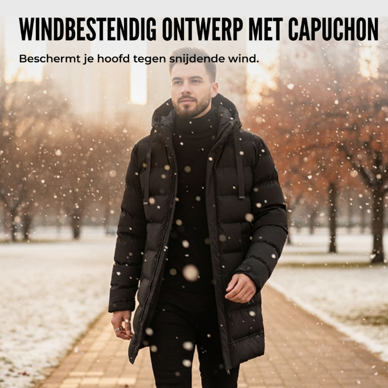 🔥Gratis verzending✈️Middellange hooded pufferjack voor heren