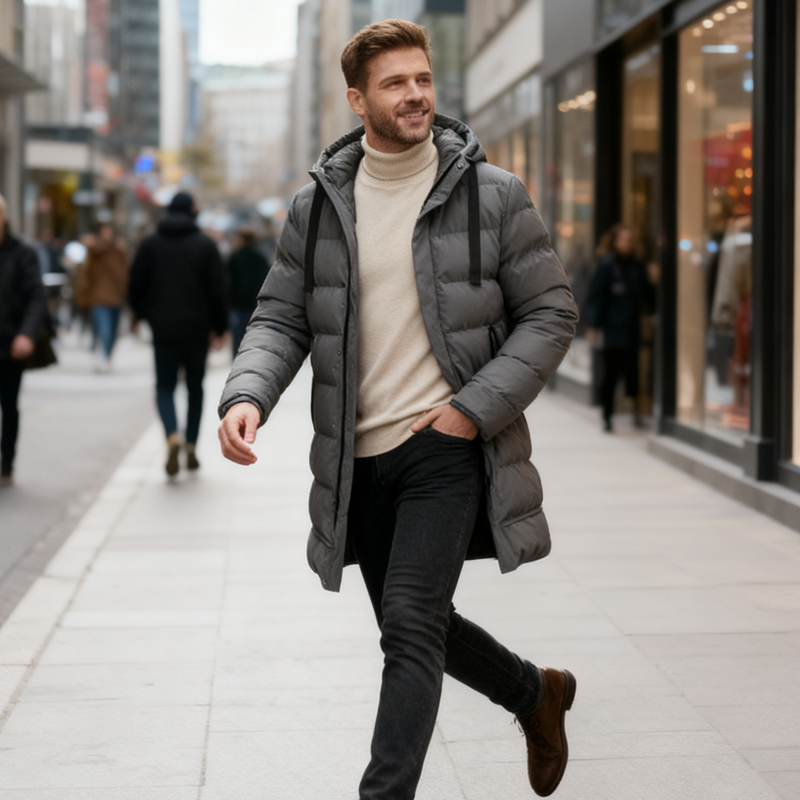 🔥Gratis verzending✈️Middellange hooded pufferjack voor heren