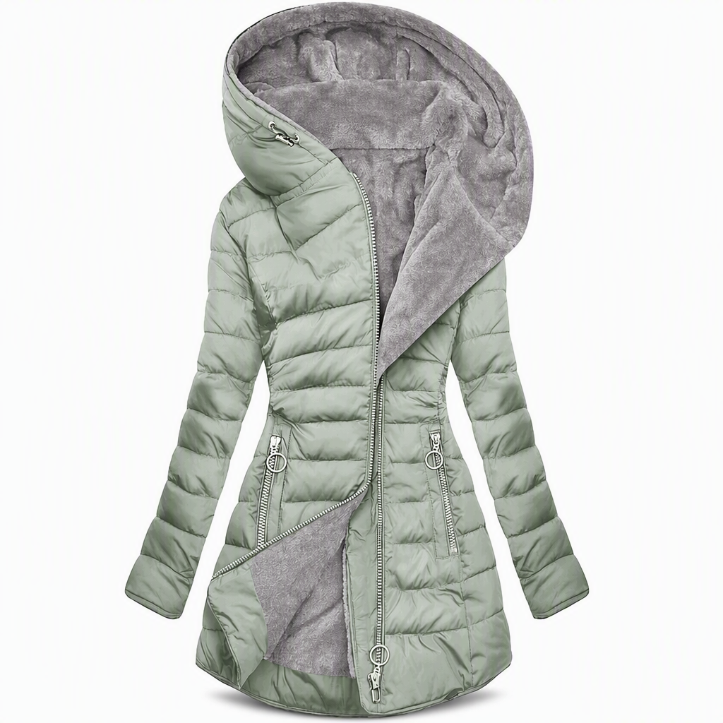Lange capuchonjas voor dames met fleece voering