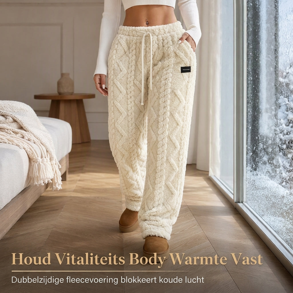 Casuele warmte loungebroek voor dames met flanelvoering
