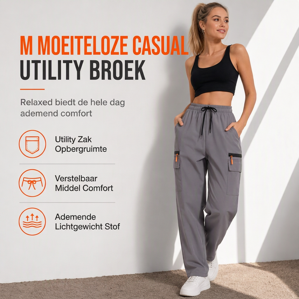 😍Casuele cargo-sweatpants voor dames, losvallende snit, sneldrogend en ademend, lange broek met zakken