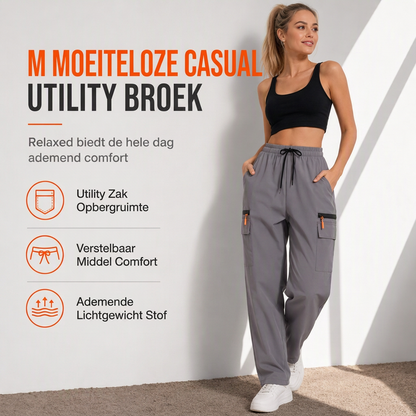 😍Casuele cargo-sweatpants voor dames, losvallende snit, sneldrogend en ademend, lange broek met zakken