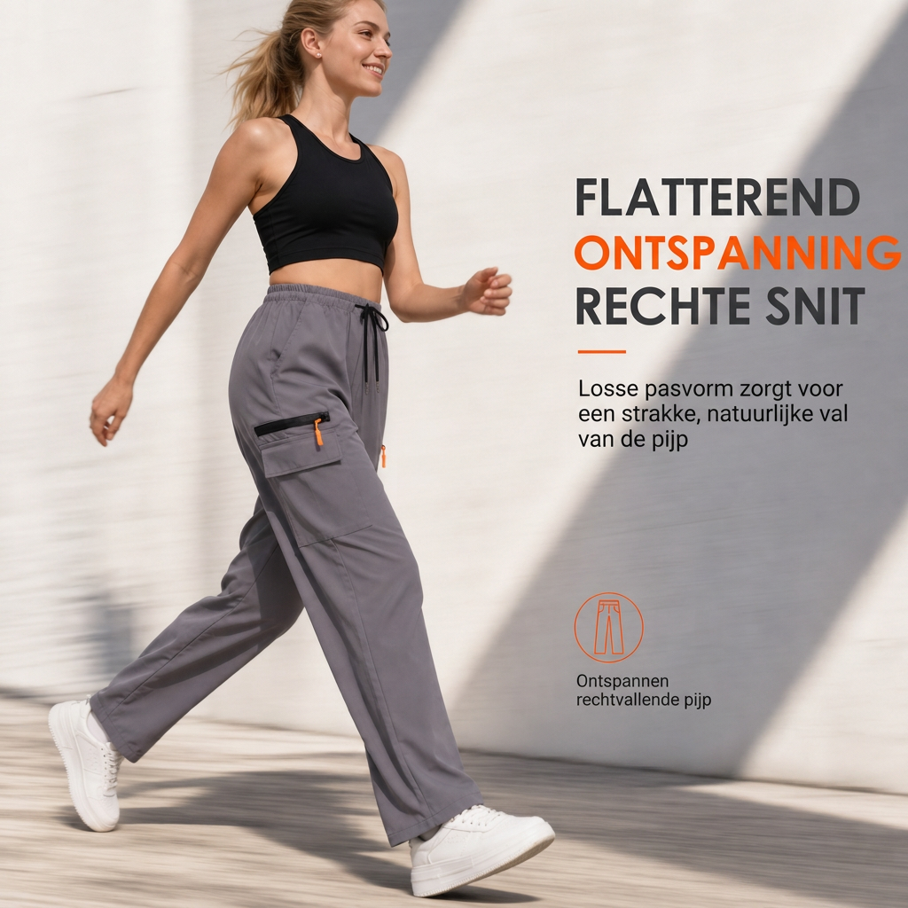 😍Casuele cargo-sweatpants voor dames, losvallende snit, sneldrogend en ademend, lange broek met zakken