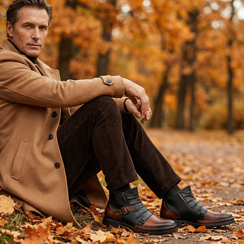 🔥Gratis verzending✈️Tweekleurige enkelboots met rits voor heren
