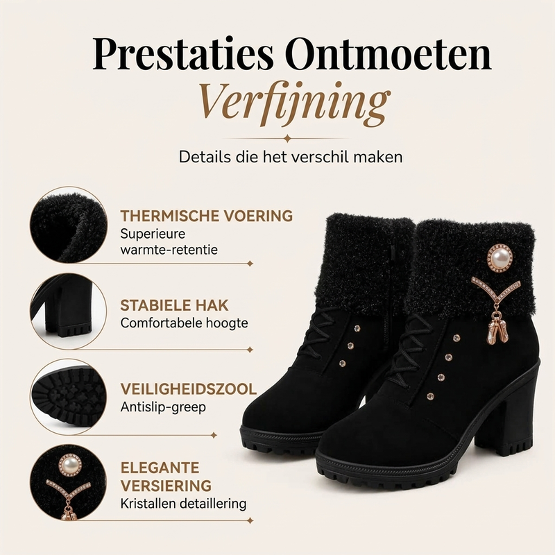 Dikke warme laarzen met blokhak voor dames