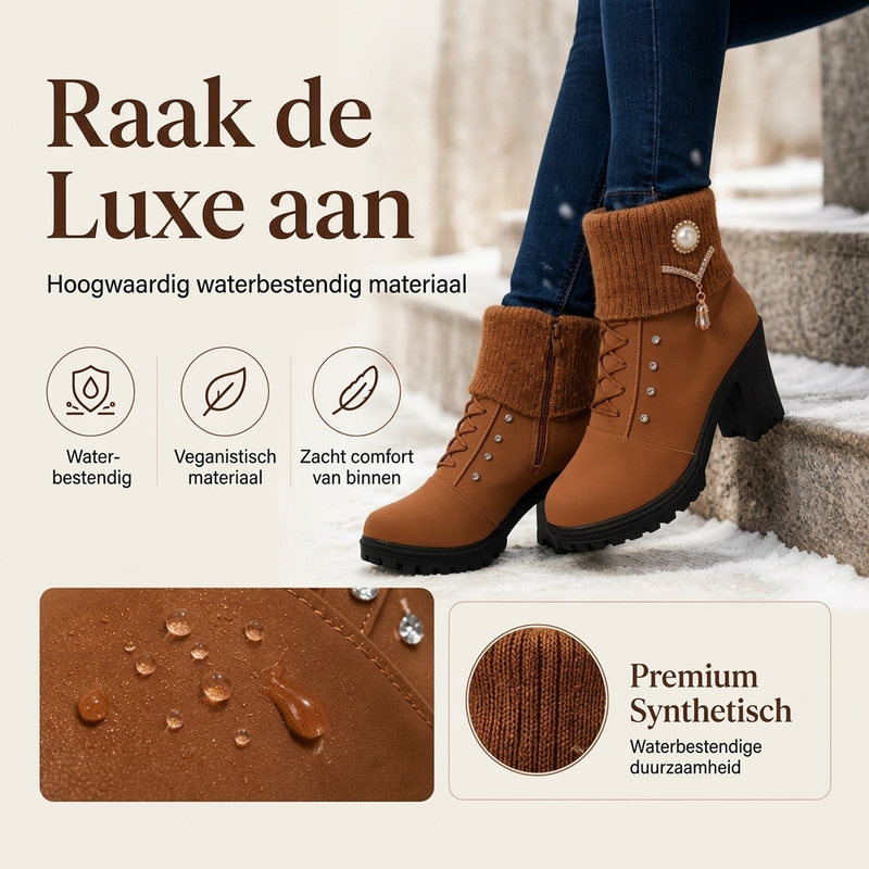 Dikke warme laarzen met blokhak voor dames