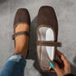 😍👡Comfortabele balletschoenen van suède PU-leer met een riempje