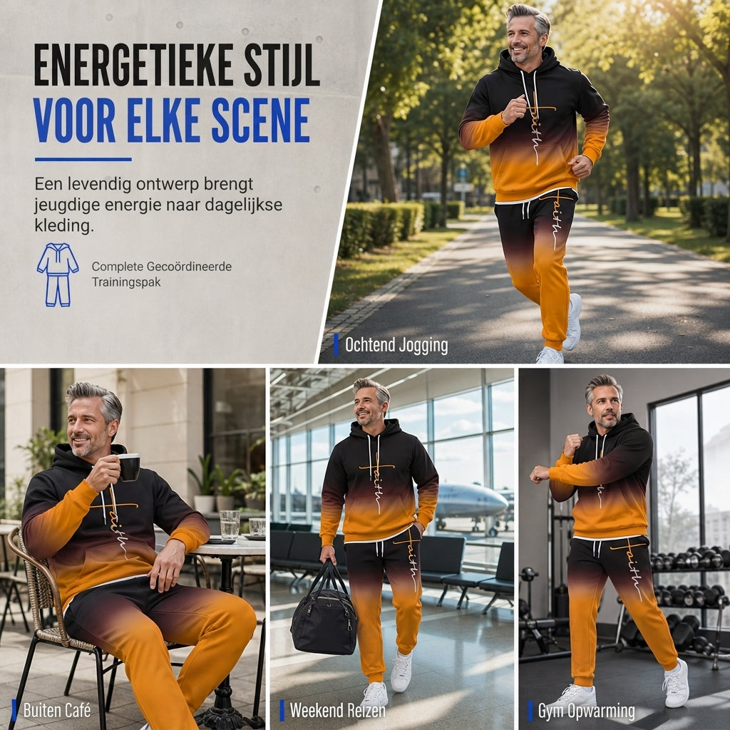 🔥Gratis verzending✈️Heren 3D-Print Trainingspak met Capuchon – Losvallende 2-Delige Set voor Lente & Herfst