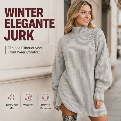 ✨ Nieuw Binnen 🤎 Gezellige Gebreide Coltrui-jurk voor Dames – Zachte Warmte, Comfortabele Pasvorm & Elegante Winterlook