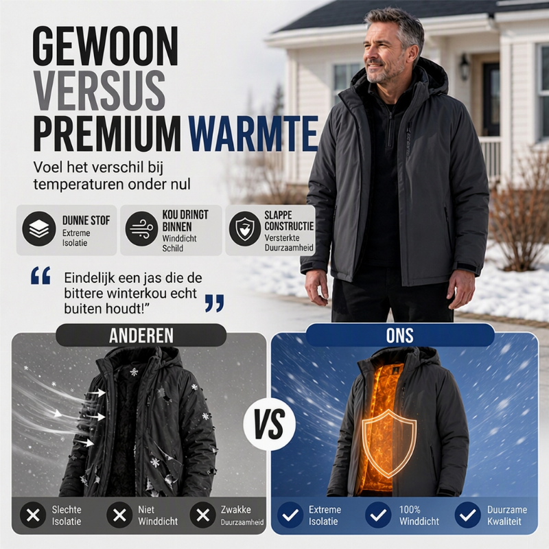 🔥Gratis verzending✈️Heren jack met pluche voering en capuchon, waterdicht