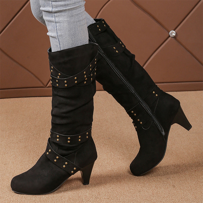 🔥Gratis verzending✈️Leren imitatie suède slouchy kniehoge laarzen voor dames