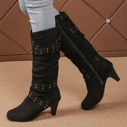 🔥Gratis verzending✈️Leren imitatie suède slouchy kniehoge laarzen voor dames