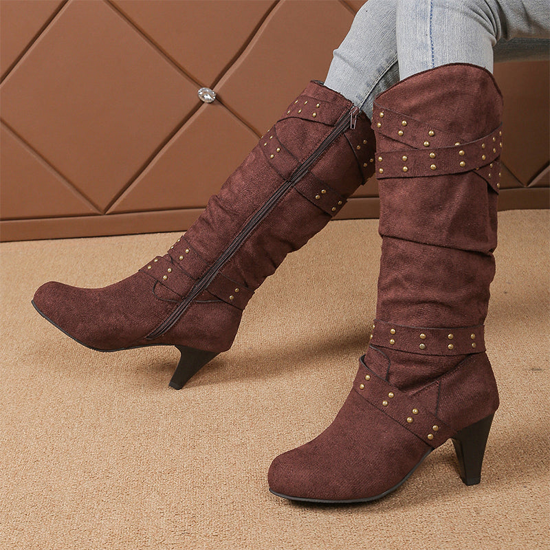 🔥Gratis verzending✈️Leren imitatie suède slouchy kniehoge laarzen voor dames