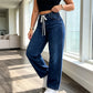 🔥Gratis verzending✈️Casual damesjeans met trekkoord en wijde pijpen